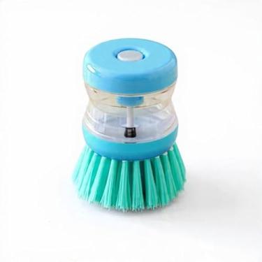 Imagem de Escova de Limpeza com Recipiente para Detergente de Dosagem Controlada - Multiuso - Louças e Superfícies (Azul)