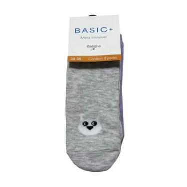 Imagem de Conjunto com 2 Pares de Meias, Modelo Super Invisivel, Gatinho Tamanho Adulto 34-38, Basic+