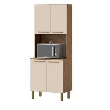 Imagem de Paneleiro Cozinha Clarice 4 Portas Amêndoa Off White - MILANI MOVELARI