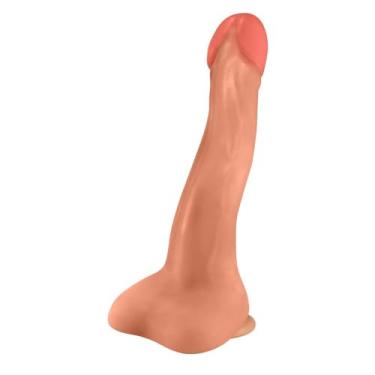 Imagem de Pênis Gigante e Grosso Flexível com Escroto e Ventosa Anaconda 37 x 9cm Bege