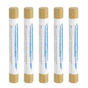 Imagem de HARFINGTON 5 peças de bastões de enchimento de madeira, cera de madeira, retoque de móveis, gizes de cera para reparo de móveis, madeira, argila