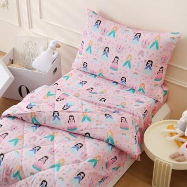 Imagem de LONAVA Conjunto de edredom infantil solteiro - 4 peças, cama de microfibra ultramacia em uma bolsa com lençol de cima, princesa