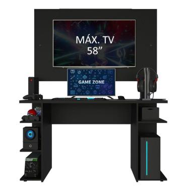 Imagem de Mesa Para Computador Gamer e Painel Até 58 Madesa Preto