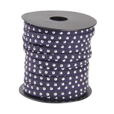 Imagem de UGPLM Cordão de camurça sintética cravejado, fita de 20 jardas, 5 mm, faça você mesmo com rebites punk para colares, decoração de casa, acessórios de moda, Azul Prateado