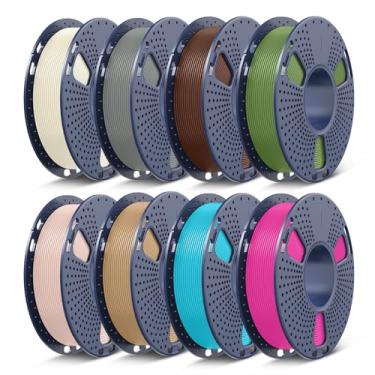 Imagem de SUNLU Pacote de filamentos de impressora 3D Filamento PETG multicolorido 1,75 mm, individualmente selado a vácuo, 2 kg no total, 0,25 kg por carretel, pacote com 8, branco ósseo + cinza + marrom café