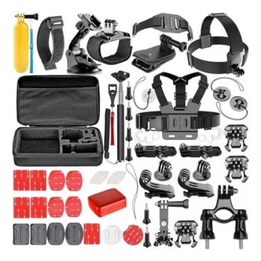 Imagem de Kit Acessórios para Câmera de Ação 50 em 1 Conjunto de Gopro Com Maleta de Transporte Alça Peito Tripe Flexível Flutuador Compatível Action Cam e Ação Radical Para Aventuras e Viagem