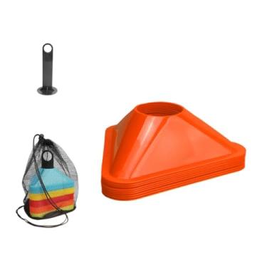 Imagem de Colaxi 10x Cones de Treinamento Triângulo de Futebol Placa de Prática de Treinamento Cruzado Marcador de Campo de Futebol para Tênis Esportes Jogos Adultos, Laranja