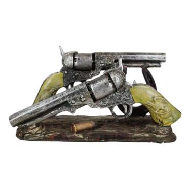 Imagem de Ebros Gift Country Rústico Velho Oeste Duplo Seis Pistolas de Atirador Country Western Cowboy Mail Envelope ou Porta-Guardanapos Estatueta Decorativa Como Escritório Sala de Correio Estudo Biblioteca