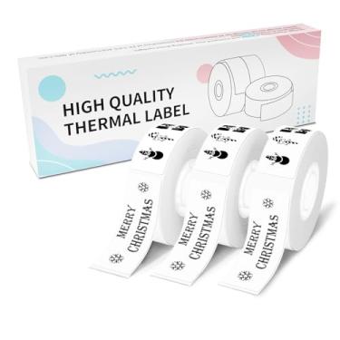Imagem de NDYIN Label Maker Tape N12, papel para impressora de etiquetas, 14 x 40 mm (0,55 "x1,57"), papel térmico autoadesivo preto sobre branco, compatível com impressora N12, D30, P21, 180 etiquetas/rolo, 3