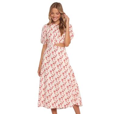Imagem de Petal & Pup Vestido feminino Aminah manga bufante - floral vermelho, Floral vermelho, G
