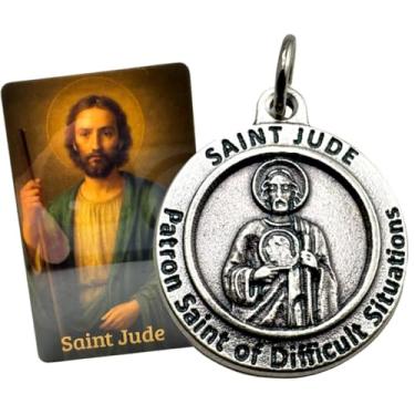 Imagem de Westmon Works Medalha de São Judas Medalhão de Metal Italiano com Patrono das Causas Perdidas Feito nos EUA Cartão de Oração Sagrada Laminado