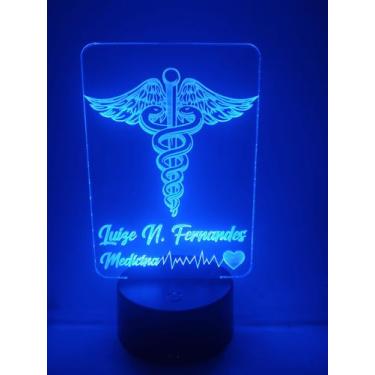 Imagem de Luminária Decorativa Medicina com nome personalizado e 16 cores com co