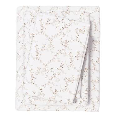 Imagem de Great Bay Home Jogo de lençol de flanela tamanho casal - 100% algodão turco, escovado, floral de inverno - ultramacio, aconchegante, conjunto de cama de 4 peças (vinhas de inverno bronzeado)