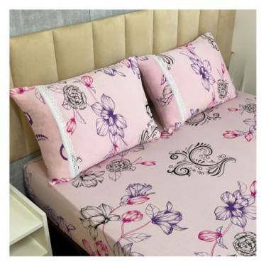 Imagem de Jogo de Lençol de Malha Casal 3 peças Estampado 100% Algodão Elástico Fronha c/Zíper(Modelo - 11)