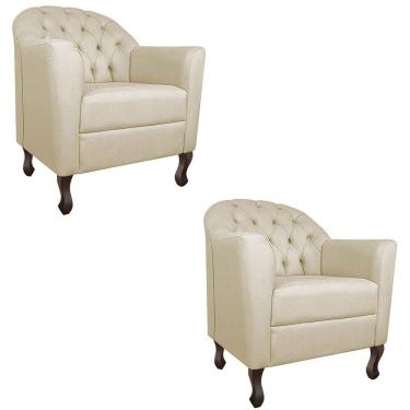 Imagem de Kit 02 Poltronas Decorativa Julia Linho - Doce Sonho Móveis Cor Bege