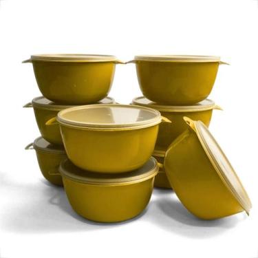 Imagem de Kit Bowl 5 Potes Plástico 1 Litro Redondo Colorido com Tampa Transpare