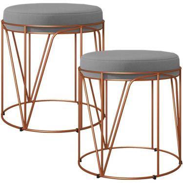 Imagem de Kit 02 Puffs Decorativo Aramado Bronze Zaya L02 Corano Cinza