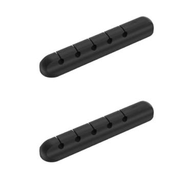 Imagem de Pacote com 2 clipes de suporte de cabo, organizador de cabos autoadesivo com 7 compartimentos, ideal para cabos de carregamento USB de mesa, cabos de alimentação de mesa de cabeceira e cabos de mouse