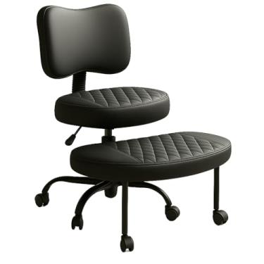 Imagem de Cadeira de escritório com pernas cruzadas meditação TDAH cadeira de ioga para adultos com suporte ergonômico para as costas assento acolchoado e descanso de perna para cruz, sentado, ajoelhado