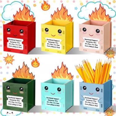 Imagem de Sherr 6 porta-lápis de mesa organizador de madeira para sala de aula, escritório