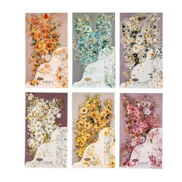 Imagem de Kigofora 60 peças de adesivos florais para scrapbooking, fita longa PET transparente aquarela adesivos de flores para diário, confecção de cartões, planejadores, artesanato DIY e projetos de arte