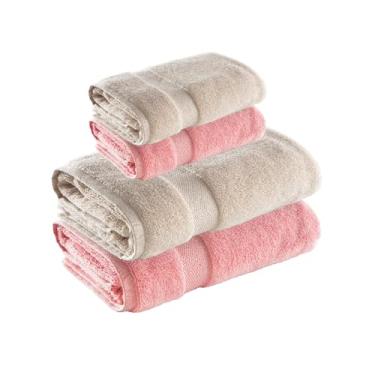 Imagem de Jogo de Toalhas Super Soft Zero Twist 4 Pe�as � Banh�o e Rosto � 500g/m� � Toque Macio, Alta Absor��o e Secagem R�pida � Altihaus (Bege/Rosa)