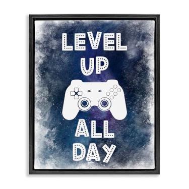 Imagem de Stupell Industries Level Up All Day Splash Gray Framed Floater Canvas Wall Art, design por Marcus Prime, 78 x 63 cm