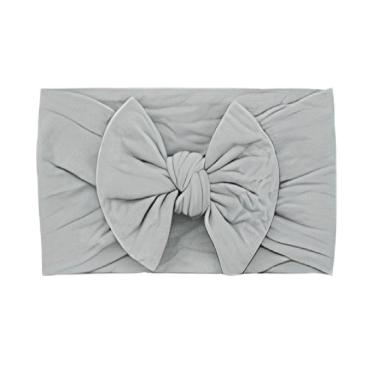 Imagem de Laços De Cabelo Infantil Menina Turbantes De Bebê Fixa Grossa Cinza