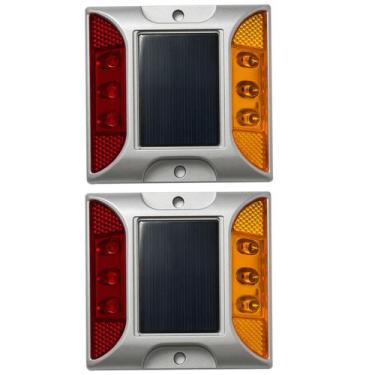 Imagem de Tacha Sinalizador Solar Viario Kit 2 Uni Olho De Gato Sinalizaçao Rua 