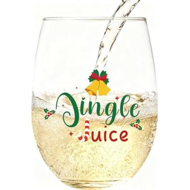 Imagem de Slugeren Taça de vinho de suco de jingle para presente de Natal, 500 ml, presentes de Natal para família, amigos, decoração de festa de Natal em casa