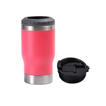 Imagem de Copo Térmico 4 em 1 Aço Inoxidável Isolado a Vácuo Caneca Porta Latas Fina Padrão 355ml Long Neck Termocooler com Tampa e Abridor de Garrafas (Pink)