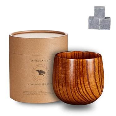 Imagem de Copo de bourbon de madeira original, copo de uísque à moda antiga de madeira, vidro carbonizado à moda antiga, presentes de uísque bourbon para homens, pai ou irmão, presentes de aniversário do dia