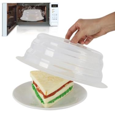 Imagem de Capa de silicone para alimentos para micro-ondas com ventilação de vapor e alça de aderência, tampa resistente ao calor de 10,6 para pratos e tigelas, segura e segura para lava-louças