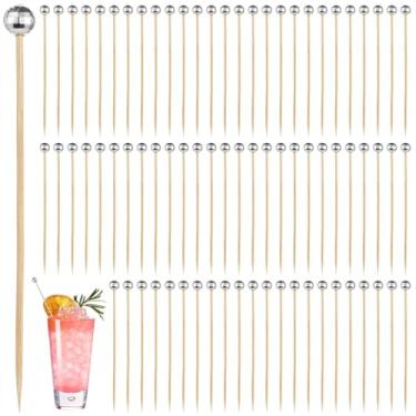 Imagem de 500 espetos de coquetel de discoteca, 4,7 palhetas de bambu com bolas espelhadas para aperitivos, charcutaria, bebidas e eventos de festa