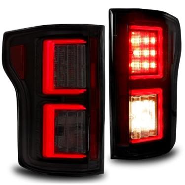 Imagem de TRUE MODS Substituição de montagem de luz traseira de LED fumê para Ford F150 2018-2020 com lanterna traseira de halogênio [DOT] XL XLT Lariat King Ranch Platinum Limited Raptor freio traseiro parada