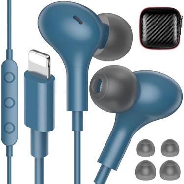 Imagem de iMangoo Para fones de ouvido Lightning com fio certificados pela MFI para Apple, fones de ouvido magnéticos com graves HiFi, 3 pontas auriculares com microfone para academia, deslocamento para iPhone