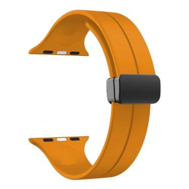 Imagem de Pulseira Silicone Fecho Magnetico LTIMPORTS, compativel com Apple Watch Ultra 49mm e Apple Watch 45mm 44mm 42mm (Amarelo)