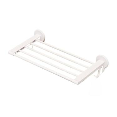 Imagem de Porta Toalha Suporte Toalheiro Banheiro Duplo Adesivo Sem Furos(Branco)