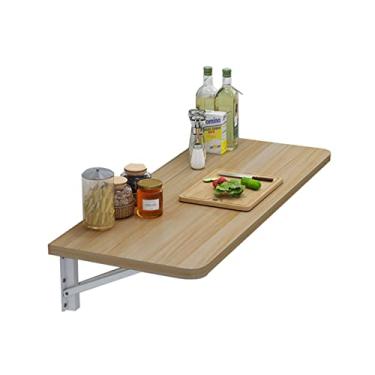 Imagem de Mesa de leitura de estudo com economia de espaço montada na parede, mesa flutuante dobrável para escritório em casa (60 x 40 cm, nogueira)