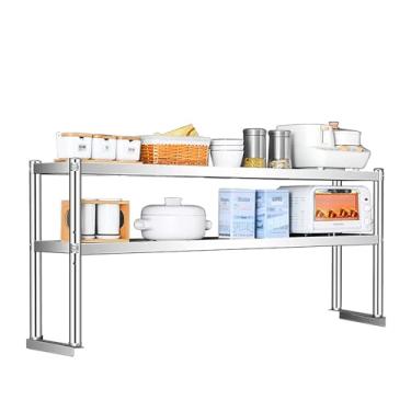 Imagem de Prateleiras de metal de aço inoxidável e prateleira de armazenamento industrial de cozinha para mesa de preparação e trabalho (120 x 30 cm/47,2 x 11,20 cm, 2T)
