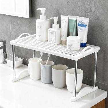 Imagem de JBESUHI 1 organizador multiuso de plástico – rack empilhável de armazenamento de temperos de cozinha, prateleiras de temperos/frascos, organizador doméstico para balcão de cozinha e banheiro