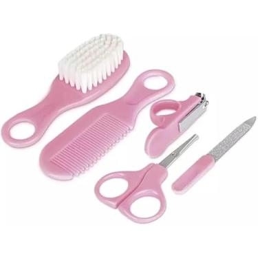 Imagem de Kit de Cuidados Higienico Infantil Cortador Pente Escova de Cabelo Tesoura para Unha (Azul)