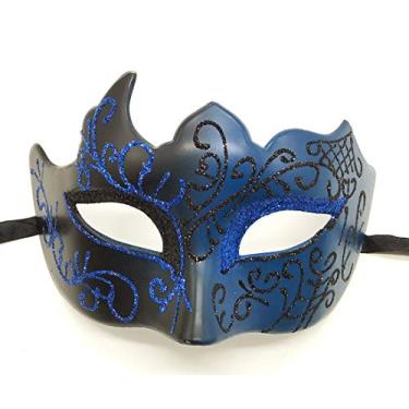 Imagem de Máscara Masculina Vintage Veneziana Cardi Gras Máscaras de Festa de Natal para o Dia das Bruxas, Azul, One Size
