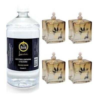 Imagem de Kit 4 Lamparinas Decorativas Quatro Estações + 1L De Fluido - Velas bi