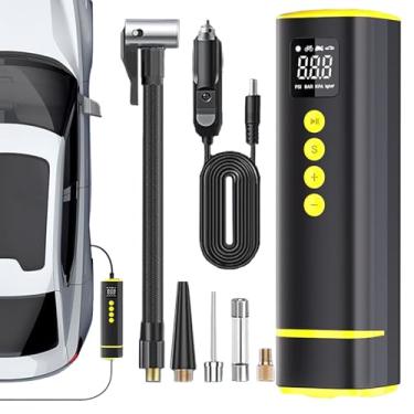 Imagem de Compressor de ar - Inflador de pneu portátil para carro | Medidor de pressão elétrico sem fio 150psi para bicicleta, carro, caminhão, motocicleta, bolas automotivas, bicicleta
