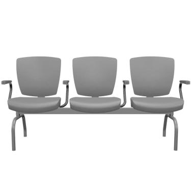 Imagem de Cadeira Longarina 3 Lugares Aeroporto Recepção Preto Baixa Flexi P03 Vinil Preto - Lyam