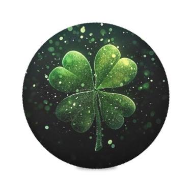 Imagem de Blueangle Jogo americano redondo trevo verde conjunto de 6 tapetes de mesa de poliéster, fácil de limpar, resistente ao calor, limpável, para mesa de jantar (45)