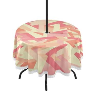 Imagem de GUIJI Toalha de mesa redonda Fresh Camouflage Print 3 com orifício para guarda-chuva e zíper para sala de jantar, festa e piquenique ao ar livre - 152 cm