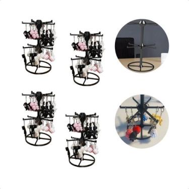 Imagem de Kit 4 Expositor de Chaveiros Giratório De Mesa Em Impressão 3D Preto F