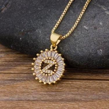 Imagem de Colar Dourado Letra Inicial Strass Brilhante Nome - DCXAM